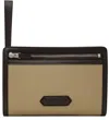 Tom Ford Beige Soft Grain Leather Mini Flat Pouch In Dune + Brown