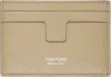 Tom Ford Beige Soft Grain Leather Money Clip Card Holder In Dune