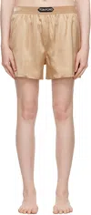 Tom Ford Beige Stretch Silk Satin Boxer Shorts