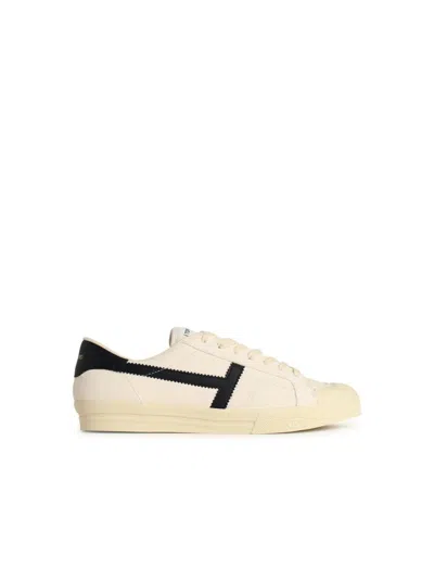 Tom Ford Beige Suede/calfskin Leather Blend Sneakers