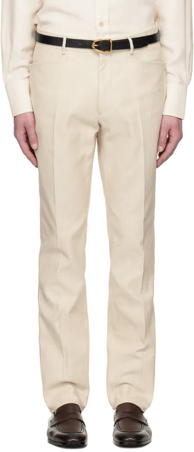 Tom Ford Beige Summer Cord Dyllan Trousers In Sand