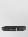 Tom Ford T-buckle Reversible Belt In Croc-embossed Leather In Black