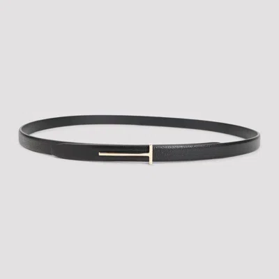 Tom Ford Metal Accent Belt Featuring Modern Shape In Black