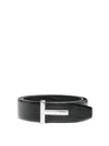 Tom Ford Reversible Crocodile Effect Belt With Metallic Buckle In Black