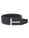 Tom Ford Grained Leather T-buckle Belt Accessories In Blue