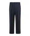 Tom Ford Wool Trousers With Pleated Front And Pinstripe Pattern In Blue