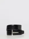 Tom Ford Reversible Crocodile Effect Belt With Metallic Buckle In Black