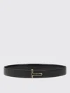 Tom Ford Logo Buckle Reversible Belt Belts Black In Black