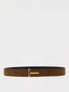 Tom Ford Multicolor Textured Reversible Buckle Belt In Brown