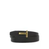 Tom Ford Brown Belt With T-plaque On The Front In Grained Leather Man In Black