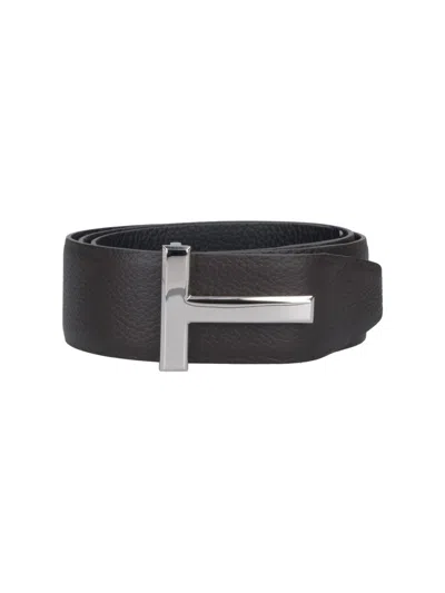 Tom Ford Belt "t Icon" In Brown
