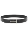 Tom Ford T-buckle Reversible Belt In Croc-embossed Leather In Black
