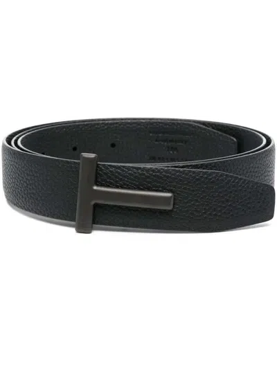 Tom Ford Belt With Logo Buckle In Black