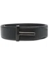 Tom Ford Mens Black Reversible Brand-plaque Leather Belt In Black