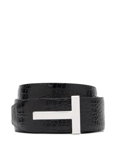TOM FORD TOM FORD BELT WITH LOGO PLAQUE