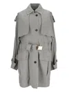 Tom Ford Belted Button-fastening Coat In Gray