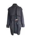 Tom Ford Belted Frayed Trench Coat In Black Cotton In Black