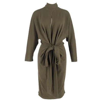 Tom Ford Belted Jumper Dress In Green Cashmere