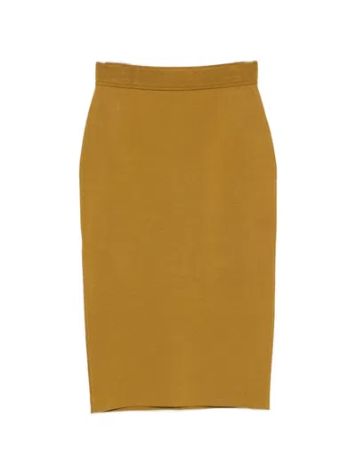 Tom Ford Belted Knit Midi Skirt In Nude