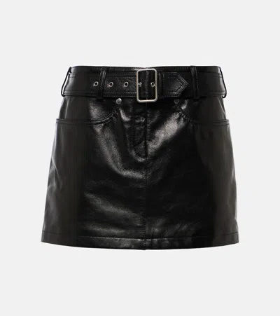 Tom Ford Belted Leather Miniskirt In Black