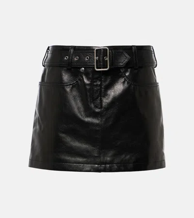 Tom Ford Belted Leather Miniskirt In 黑色