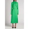 Tom Ford Belted Long Sleeve Silk Georgette Midi Dress In Green