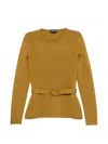 Tom Ford Belted Tech Viscose Blend Sweater In Yellow