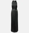 Tom Ford Belted Satin Crêpe Halterneck Gown In Black