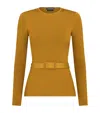 Tom Ford Belted Tech Viscose Blend Sweater In Yellow