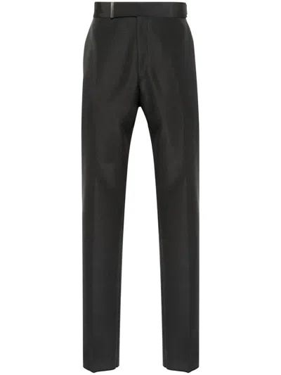 Tom Ford Belted Tailored Trousers In Grey