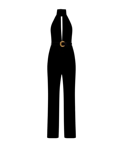 TOM FORD TOM FORD STRETCH VELVET BELTED JUMPSUIT