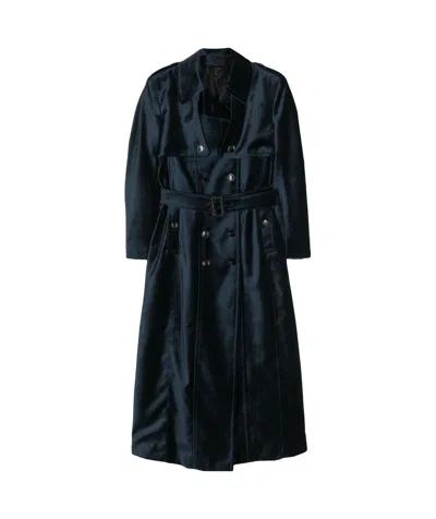 Tom Ford Belted Velvet Trench Coat In Black