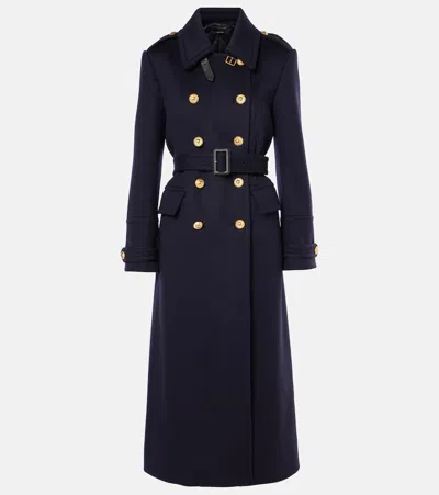 Tom Ford Double-breasted Military Coat In Blue