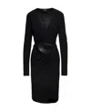 Tom Ford Jersey Wrap Black Viscose Midi Dress In Black