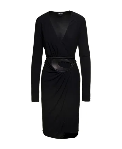 TOM FORD TOM FORD V-NECK BELTED WRAP DRESS