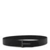 Tom Ford Leather Belt With Enamelled Logo In Black
