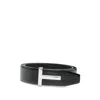 Tom Ford Reversible Crocodile Effect Belt With Metallic Buckle In Black