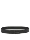 Tom Ford T Logo Buckle Belt In Grained Leather In Black
