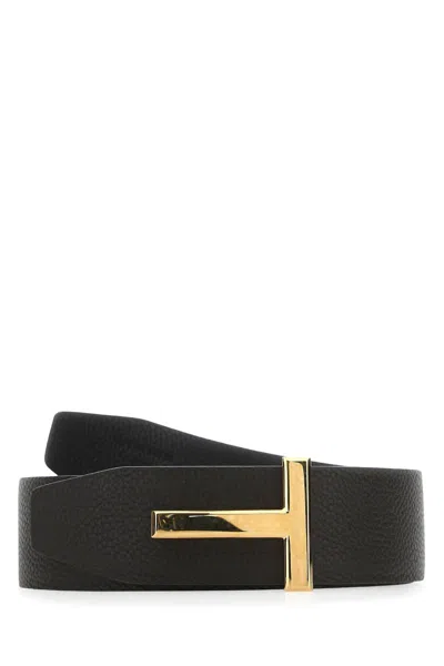 TOM FORD REVERSIBLE BROWN AND BLACK LEATHER T BELT