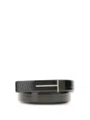 Tom Ford T-buckle Reversible Belt In Croc-embossed Leather In Black