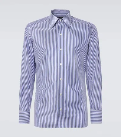 Tom Ford Bengal Stripe Cotton-blend Shirt In Blue