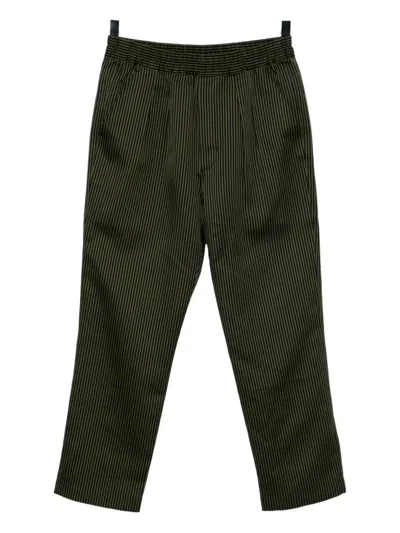 Tom Ford Bengal-stripe Pleated Trousers In Green