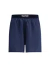 Tom Ford Silk Shorts With Elasticated Waistband And Satin Finish In Blue