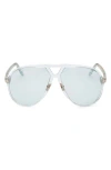 Tom Ford Bertrand 64mm Gradient Oversize Pilot Sunglasses In Shiny Aqua/light Blue