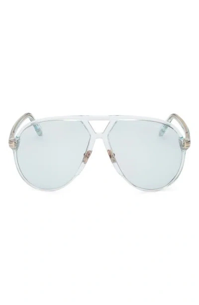 Tom Ford Bertrand 64mm Gradient Oversize Pilot Sunglasses In Shiny Aqua/light Blue
