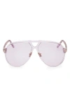 Tom Ford Bertrand 64mm Gradient Oversize Pilot Sunglasses In Shiny Lilac/lilac