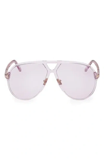 Tom Ford Bertrand 64mm Gradient Oversize Pilot Sunglasses In Shiny Lilac/lilac