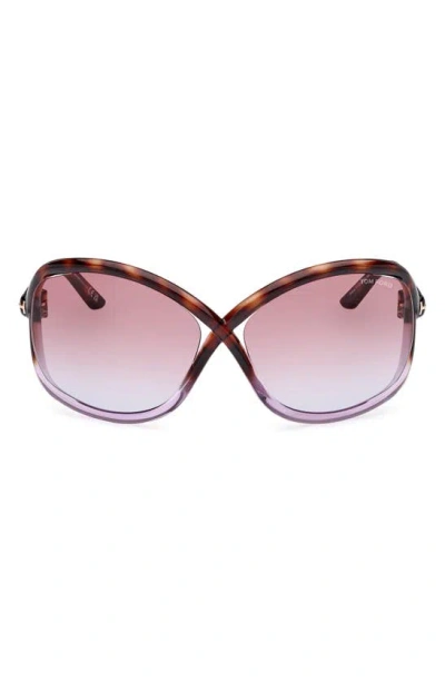 Tom Ford Bettina 68mm Oversize Butterfly Sunglasses In Blonde Havana / Violet