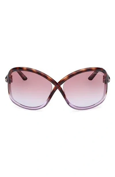 Tom Ford Bettina 68mm Oversize Butterfly Sunglasses In Blonde Havana/violet
