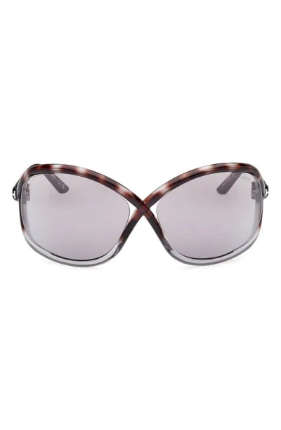 Tom Ford Bettina 68mm Oversize Butterfly Sunglasses In Coloured Havana / Smoke